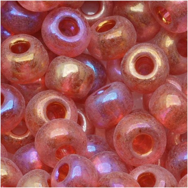 Czech Glass Seed Beads, 6 0 Round, Rose Pink AB (1 Ounce) Fashion