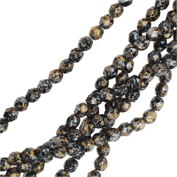 Czech Fire Polished Glass, Faceted Round Beads 4mm, Tweedy Gold (40 Pieces) on Sale - Image 2