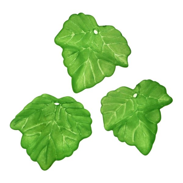 Lucite Beads Grape Leaves Matte Grass Green 25mm (10 pcs) Online Hot Sale