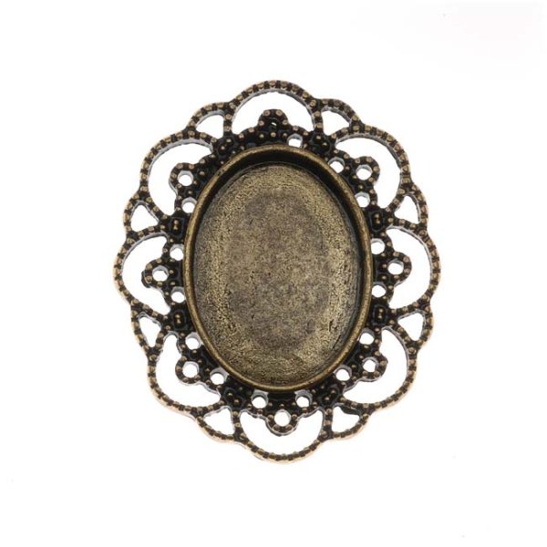 Antiqued Brass Oval Cabochon Setting 25x18mm (1 pcs) Online now