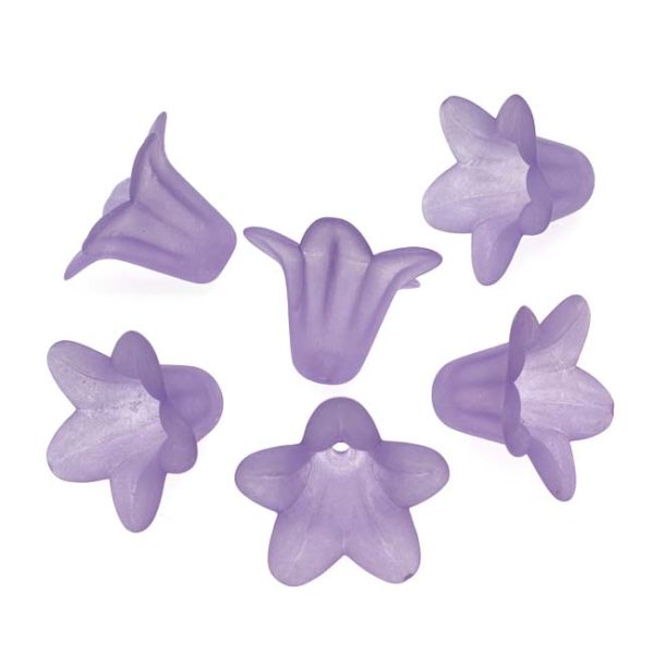 Lucite Petunia Bell Flower Beads Matte Medium Amethyst Purple 12x18mm (6 pcs) Discount - Image 2