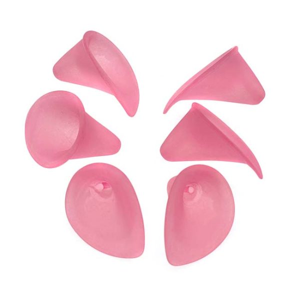 Lucite Classic Calla Lily Flower Beads Matte Dusty Rose Pink 21mm (6 pcs) Online Sale - Image 2