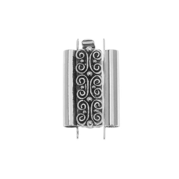 Elegant Elements Beadslides, Seed Bead Slide Tube Clasp w  Squiggle 18x10mm, Antiqued Silver (1 Set) Online Hot Sale