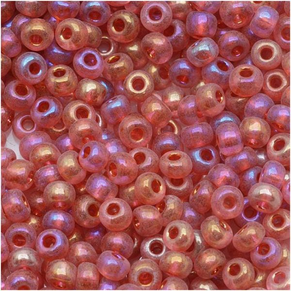 Czech Glass Seed Beads, 6 0 Round, Rose Pink AB (1 Ounce) Fashion - Image 2