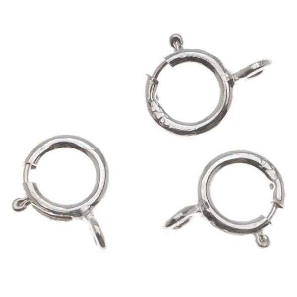 Spring Ring Clasps, Round with Open Ring 5mm, Sterling Silver (10 Pieces) Online now