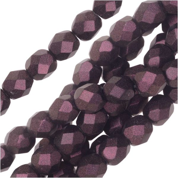Czech Fire Polished Glass, Faceted Round Beads 6mm, Polychrome Purple Bronze (25 Pieces) Discount - Image 2