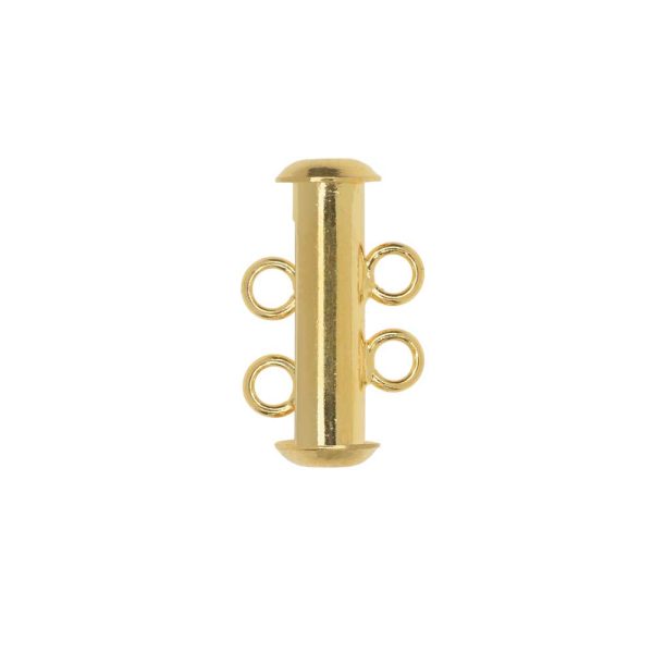 Magnetic Clasps, 2-Strand Slide Tube 17x4mm, Gold Plated (1 Set) Cheap