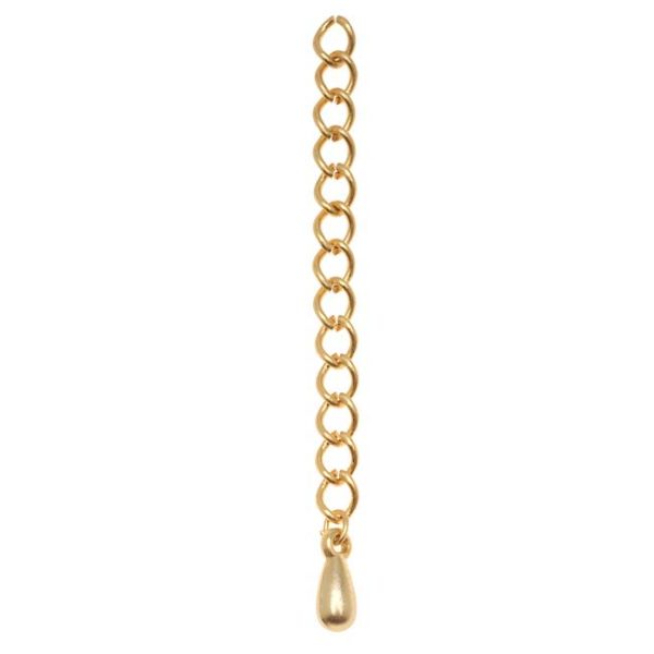 Necklace Chain Extender, 5mm Curb Links with Drop 2 Inches, Matte Gold Plated (5 Pieces) Online now