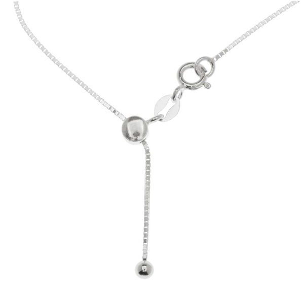 Finished Adjustable Chain Necklace, 0.3mm Box Links with Clasp Assembly, 22 Inches, Sterling Silver Supply
