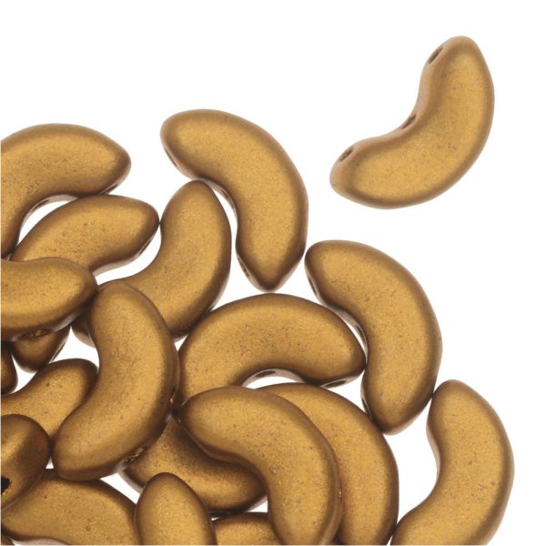 Czech Glass Arcos par Puca, 3-Hole Semi-Circular Beads 5x10mm, Matte Bronze Gold (30 Pieces) Online now