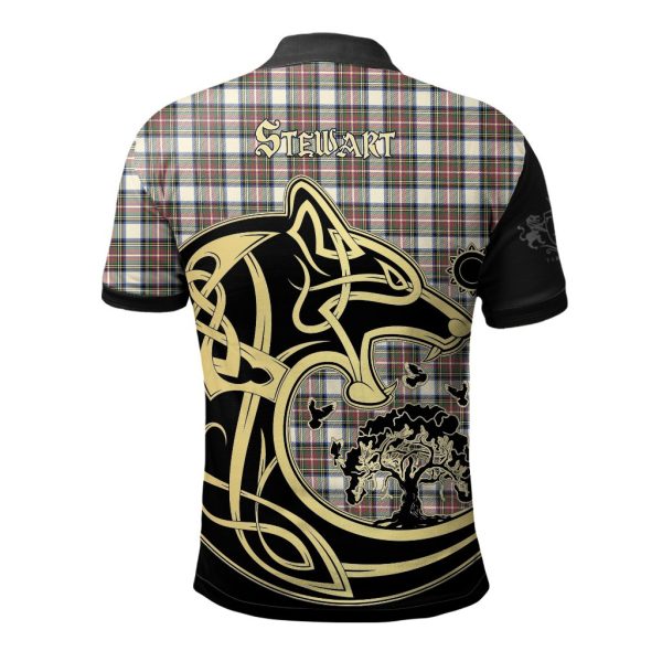 Stewart Dress Ancient Tartan Polo Shirt Viking Wolf For Sale - Image 2