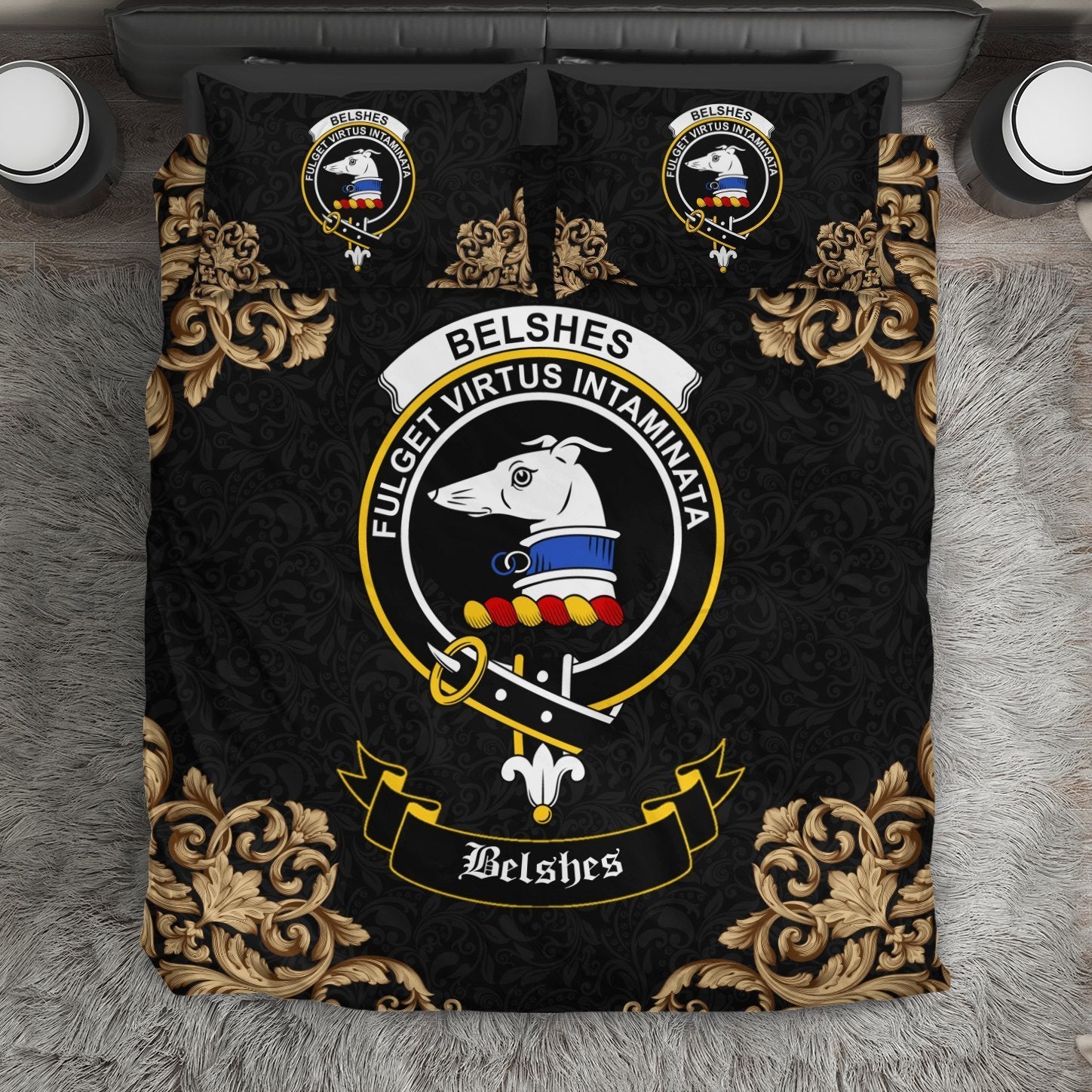 Belshes (or Belsches) Crest Black Bedding Set Sale