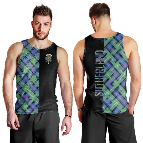 Sutherland Old Ancient Tartan Crest Men s Tank Top - Cross Style For Cheap - Image 2