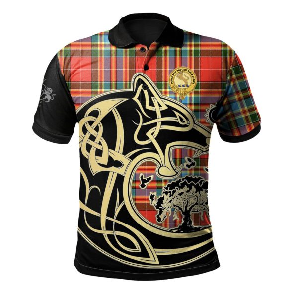 Chattan Tartan Polo Shirt Viking Wolf Discount