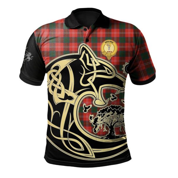 Chisholm Modern Tartan Polo Shirt Viking Wolf Cheap