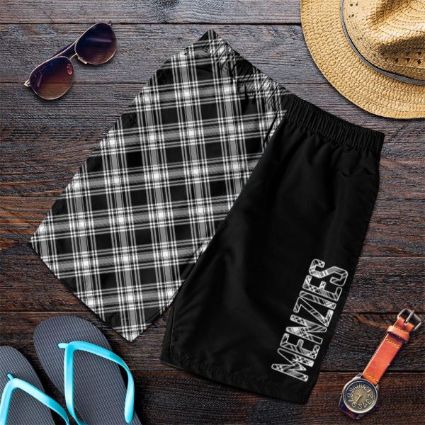 Menzies Black _ White Modern Tartan Crest Men s Short - Cross Style Online Hot Sale