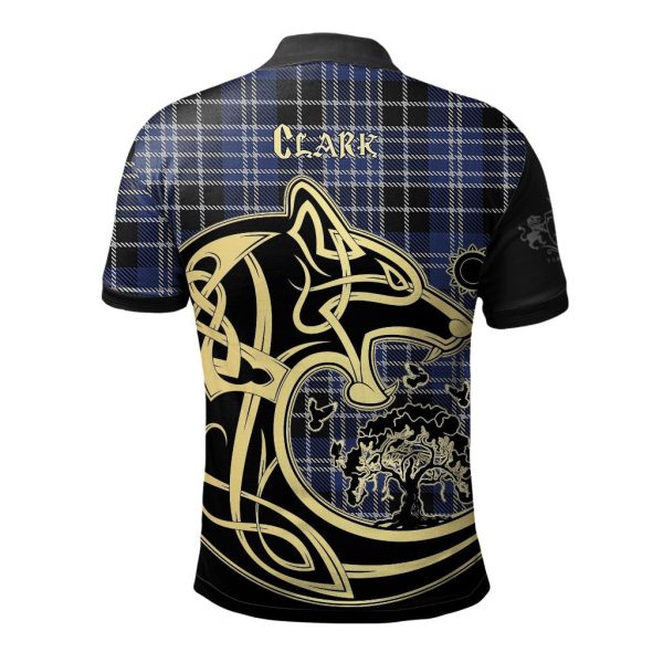 Clark Tartan Polo Shirt Viking Wolf Online Sale - Image 2